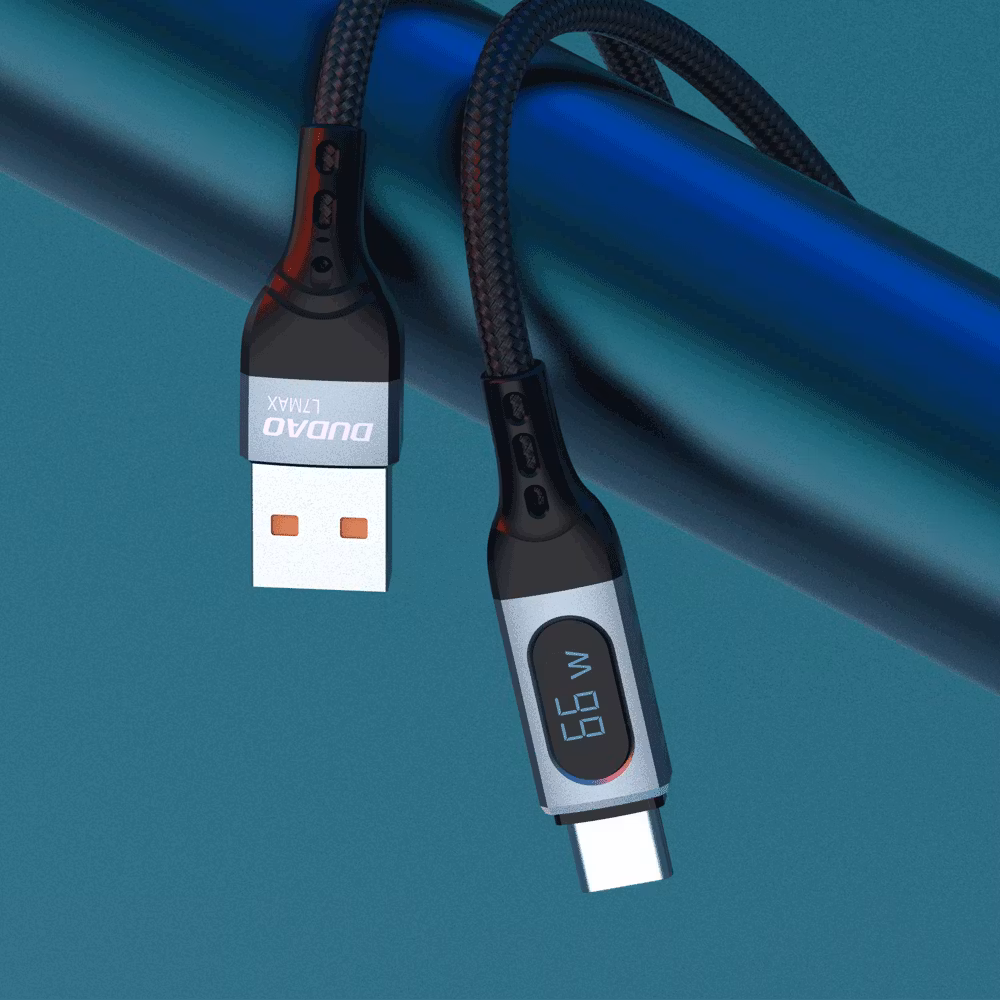 Dudao L7Max USB-A till USB-C kabel 66W 1m Svart