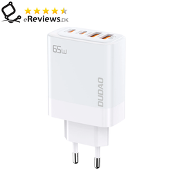 Dudao A65EU Supersnabb Adapter 65Watt GaN 2xUSB-C + 2xUSB-A Vit