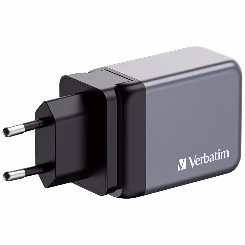 Verbatim GaN laddare 65W 1x USB-A 2x USB-C