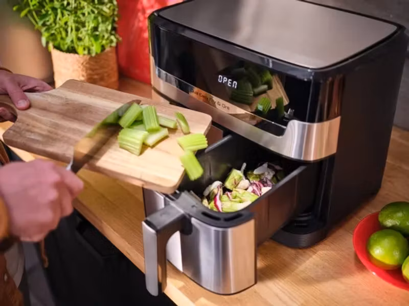 Tefal Dual Easy Fry & Grill EY905D Dubbel 8,3 L 2700 W Airfryer Rostfritt stål