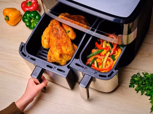 Tefal Dual Easy Fry & Grill EY905D Dubbel 8,3 L 2700 W Airfryer Rostfritt stål