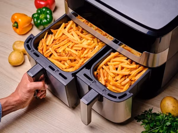 Tefal Dual Easy Fry & Grill EY905D Dubbel 8,3 L 2700 W Airfryer Rostfritt stål