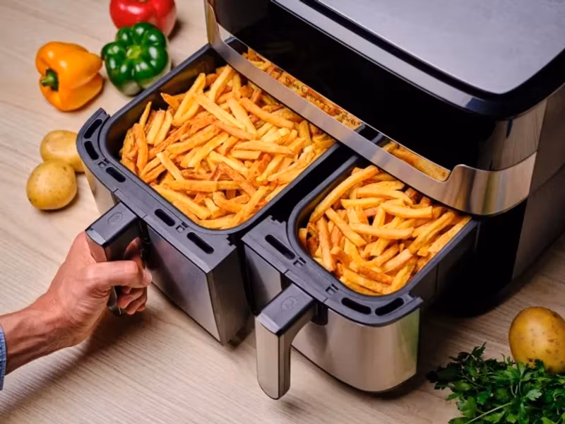 Tefal Dual Easy Fry & Grill EY905D Dubbel 8,3 L 2700 W Airfryer Rostfritt stål