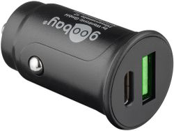 Goobay Dual USB-C billaddare (12 / 24V)  Svart