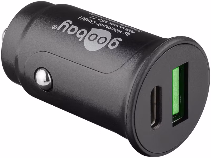 Goobay Dual USB-C billaddare (12 / 24V)  Svart