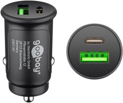 Goobay Dual USB-C billaddare (12 / 24V)  Svart