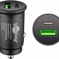 Goobay Dual USB-C billaddare (12 / 24V)  Svart
