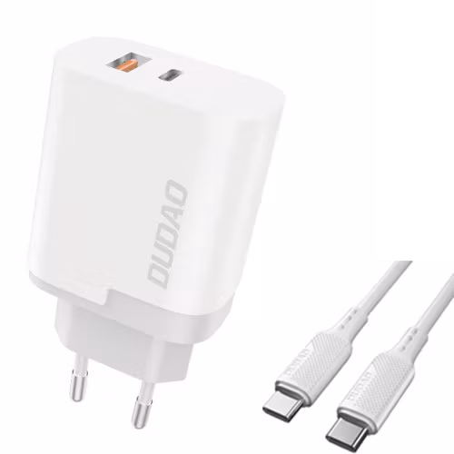 Dudao A6XSEUT Adapter 22,5Watt 1xUSB-C + 1xUSB-A (1m USB-C till USB-C ingår)