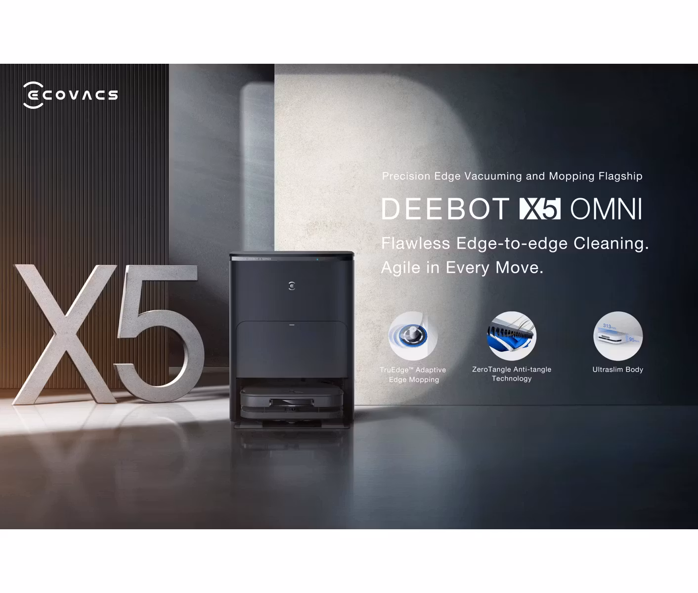 Ecovacs Deebot X5 OMNI robotdammsugare Svart