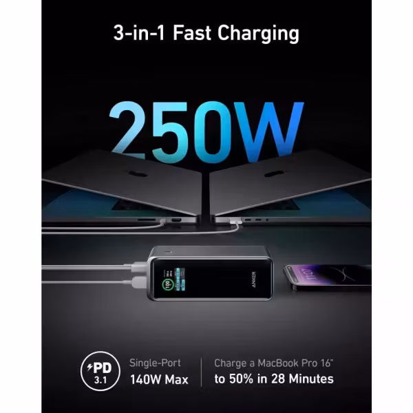 Anker Prime Powerbank Black 250W 27650mAh