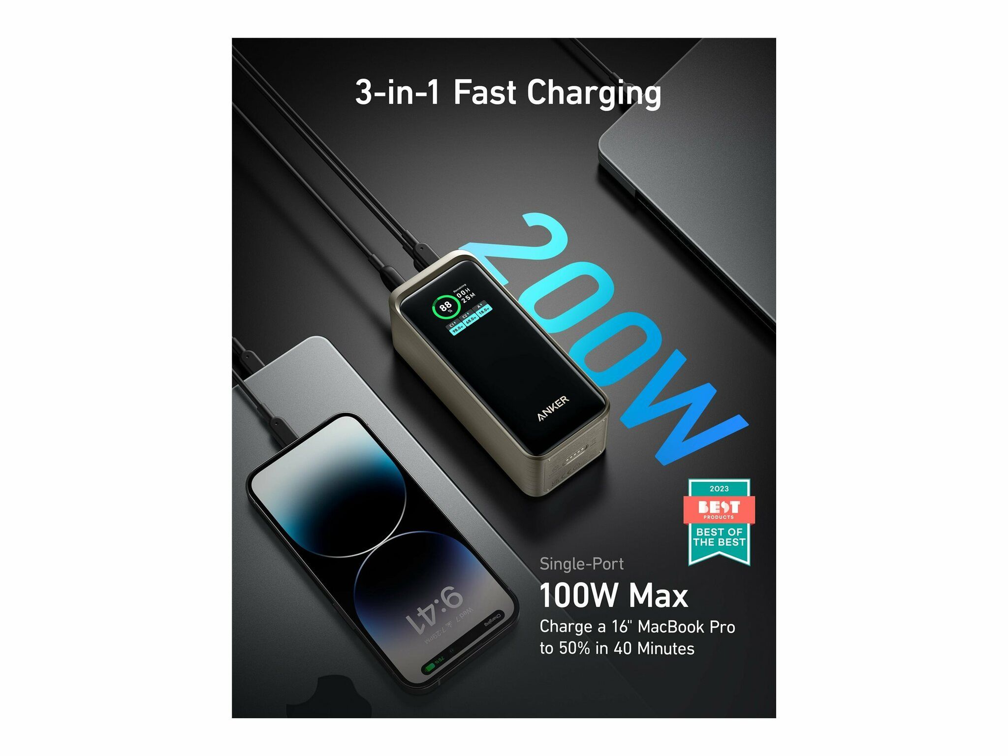 Anker Prime 20,000mAh Power Bank 200W Svart