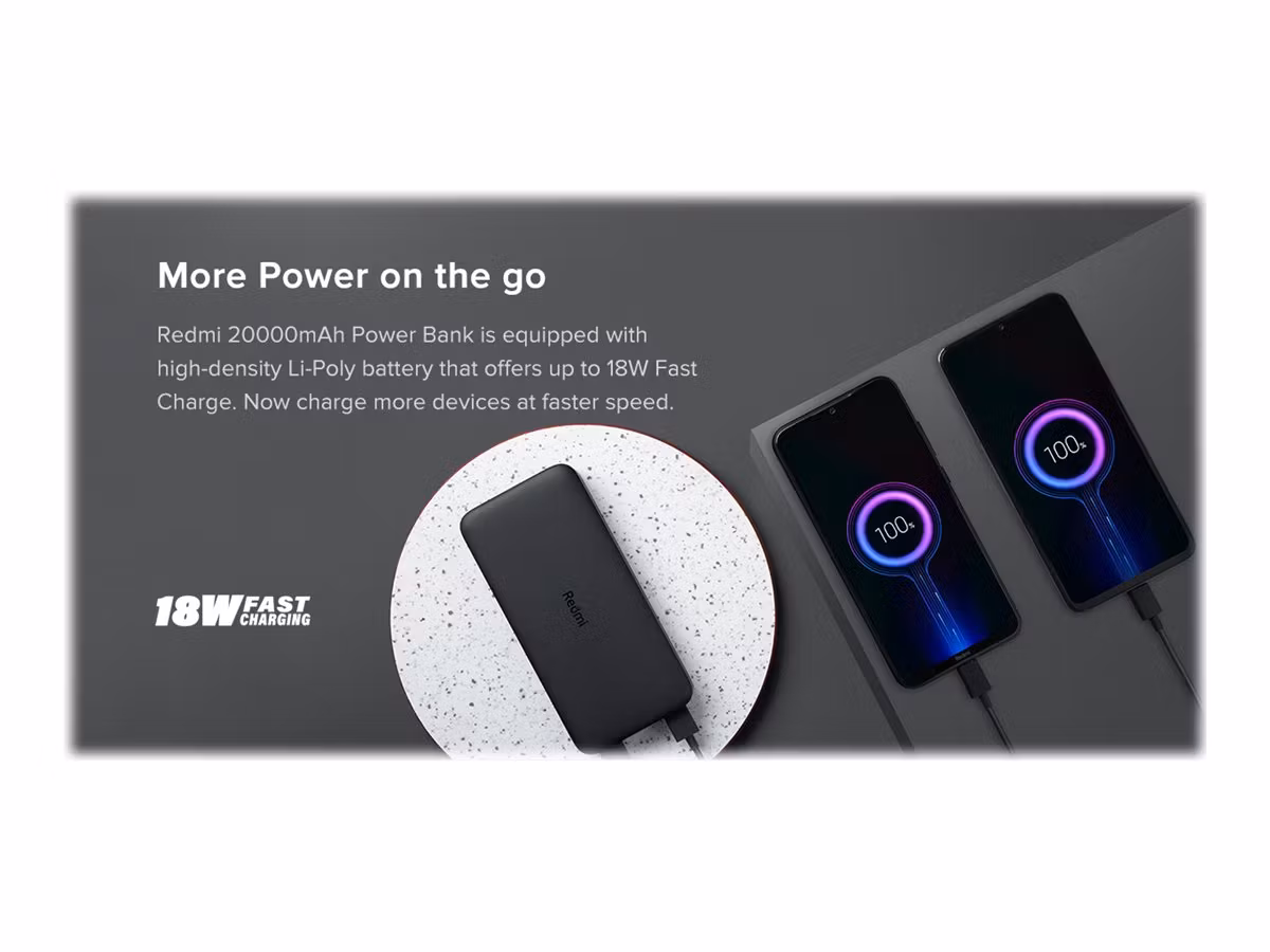 Xiaomi RedMi 18W Fast Charge Powerbank 20000 mAh Svart