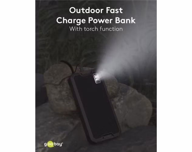 Goobay Powerbank snabbladdare med Solpanel 20.000 mAh Svart