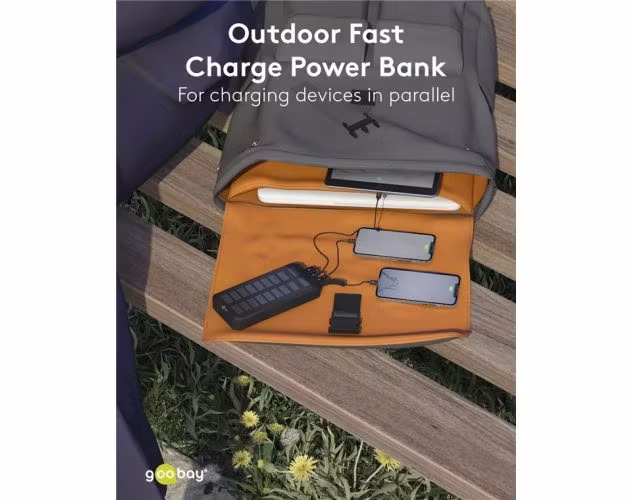 Goobay Powerbank snabbladdare med Solpanel 20.000 mAh Svart