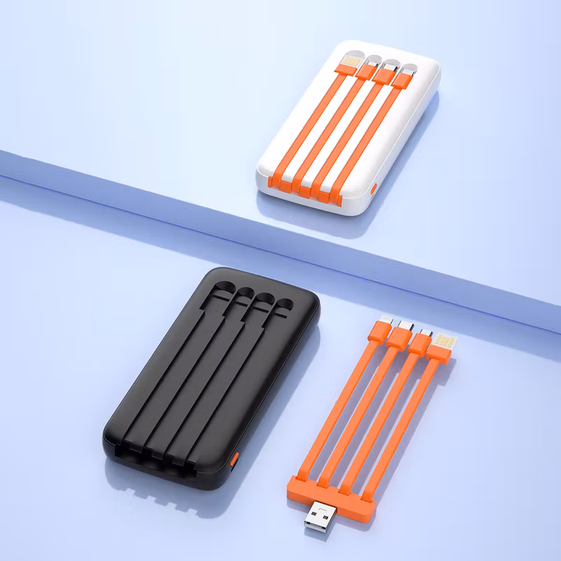 Dudao K6Pro powerbank 10000mAh 10Watt 4x kablar Svart