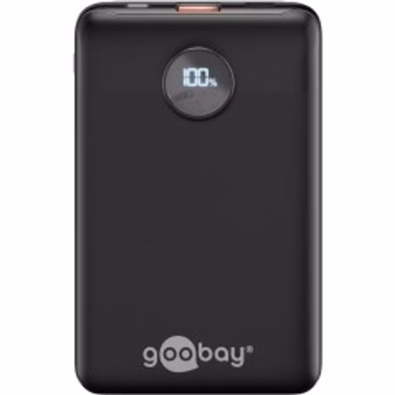 Goobay powerbank 10 000 mAh 1x USB-A 1x USB-C 20W Svart