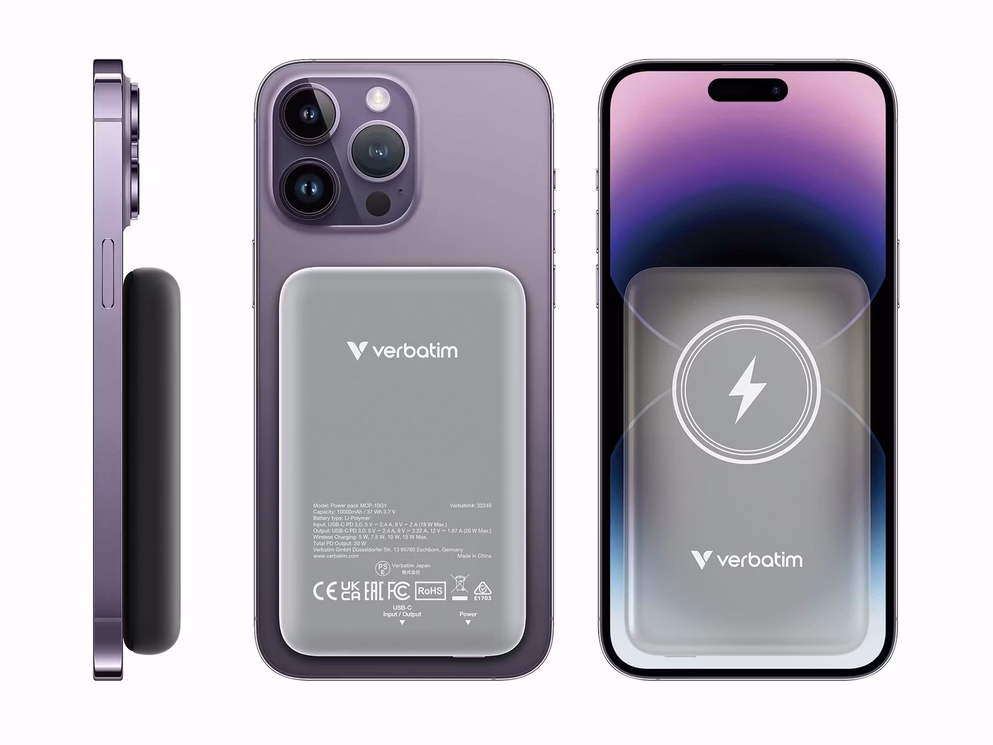 Verbatim Charge 'n' Go Trådlös Powerbank 10000mAh Grå