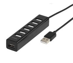 Vivanco 7x Aktiv HUB USB-A 2.0 med 5V/2A nätadapter Svart