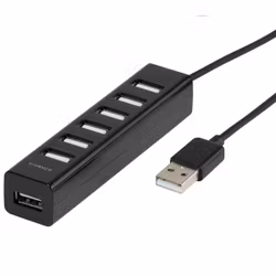 Vivanco 7x Aktiv HUB USB-A 2.0 med 5V/2A nätadapter Svart