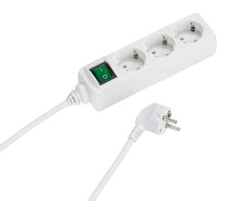 Vivanco Grenuttag 3-vägs 3m kabel och strömbrytare Vit
