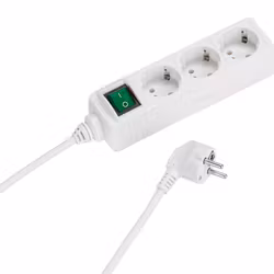 Vivanco Grenuttag 3-vägs 3m kabel och strömbrytare Vit