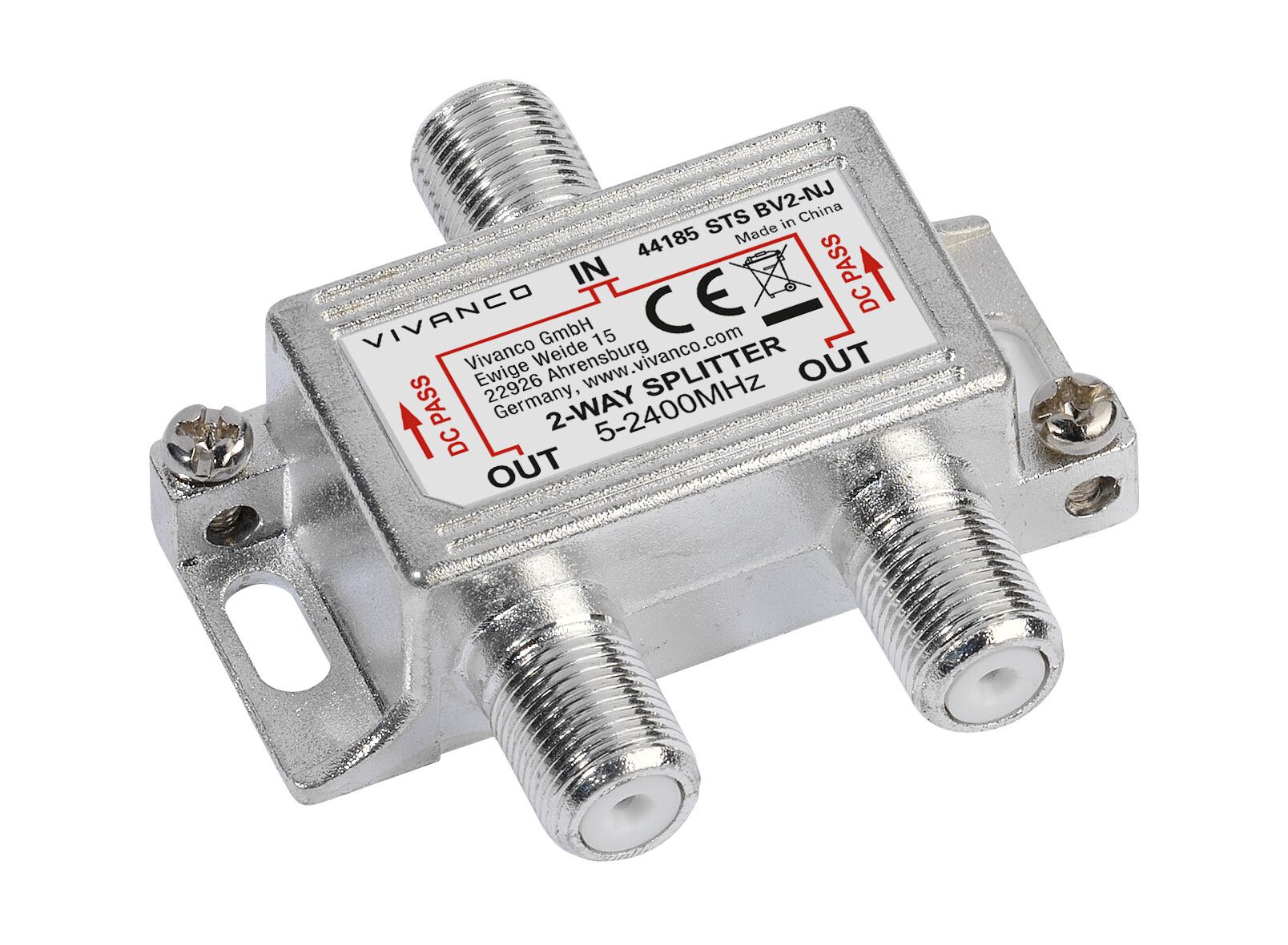 Vivanco SAT Splitter 2-vägs, fullt skärmad
