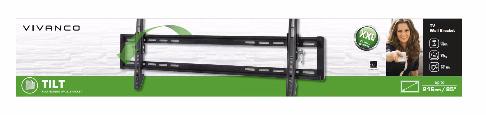 Vivanco Tilt väggfäste upp till VESA 800/85"/65kg Svart
