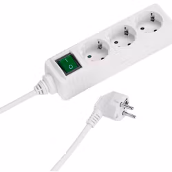 Vivanco Grenuttag 3-vägs 1.4m kabel och strömbrytare Vit