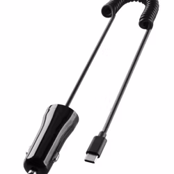 Vivanco Billaddare USB-C 2.4A med spiral kabel Svart