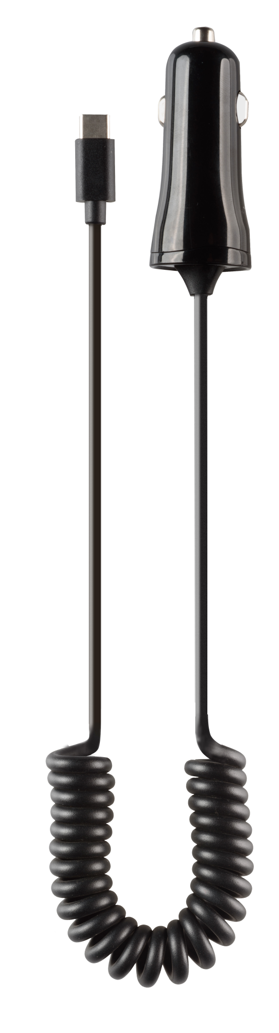 Vivanco Billaddare USB-C 2.4A med spiral kabel Svart