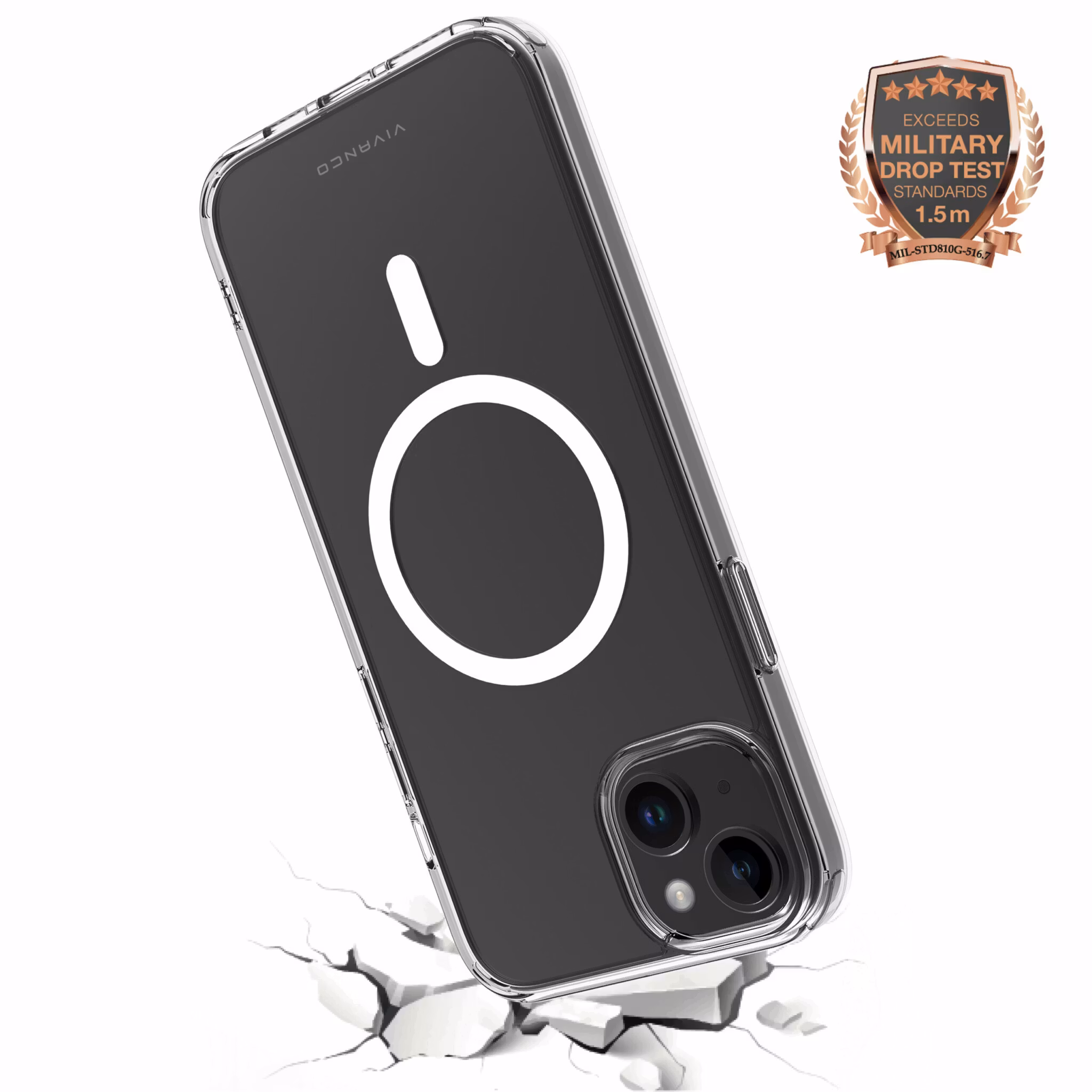 Vivanco Mag Steady skal iPhone 15/14 Plus Transparent