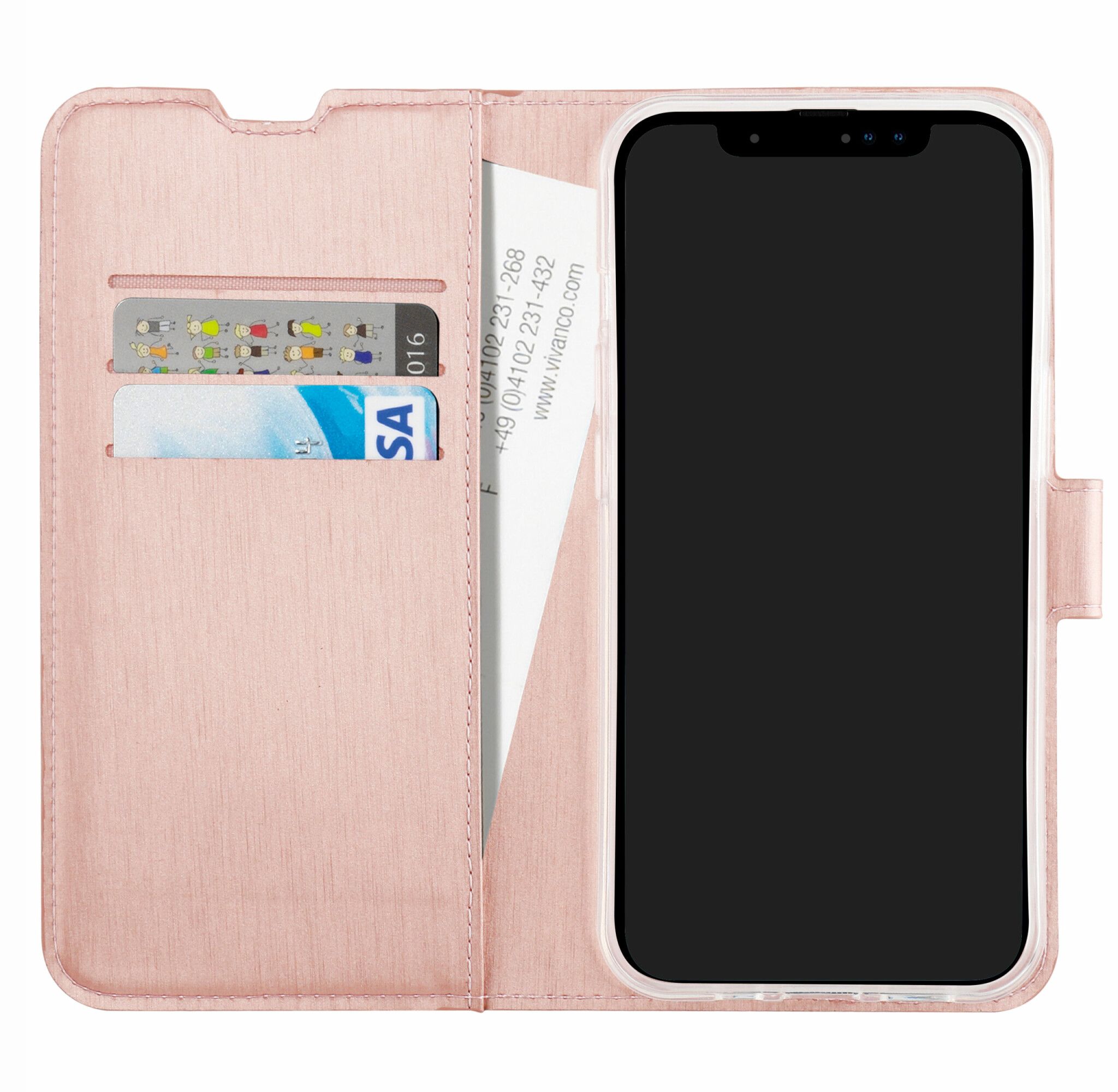 Vivanco Classic Plånboksfodral iPhone 15 Pro Max Rosa Guld