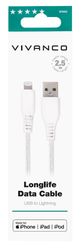 Vivanco Longlife Lightning kabel MFI 2.5m Vit