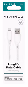 Vivanco Longlife Lightning kabel MFI 2.5m Vit