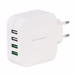Vivanco USB hemladdare 4.8A (2.4A/1A) 4xUSB Vit