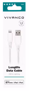 Vivanco Longlife Lightning kabel MFI 1.5m Vit
