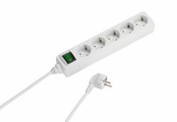 Vivanco Grenuttag 5-vägs 1.4m kabel och strömbrytare Vit