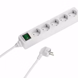 Vivanco Grenuttag 5-vägs 1.4m kabel och strömbrytare Vit
