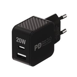 Vivanco Snabb 1xUSB-C PD / USB-A Hemladdare 20W Svart
