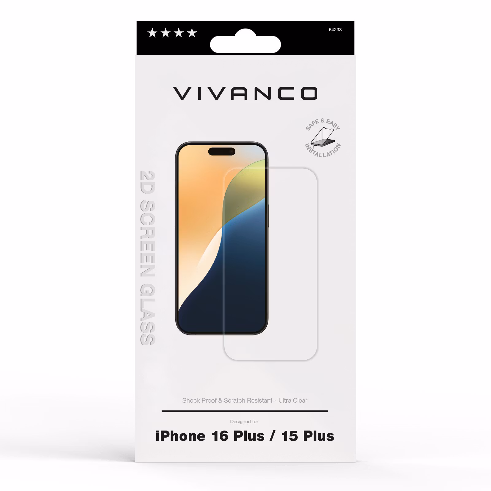 Vivanco Härdat Skyddsglas 9H iPhone 16/15 Plus