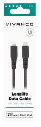 Vivanco Longlife USB-C/Lightning kabel MFI 1.5m Svart