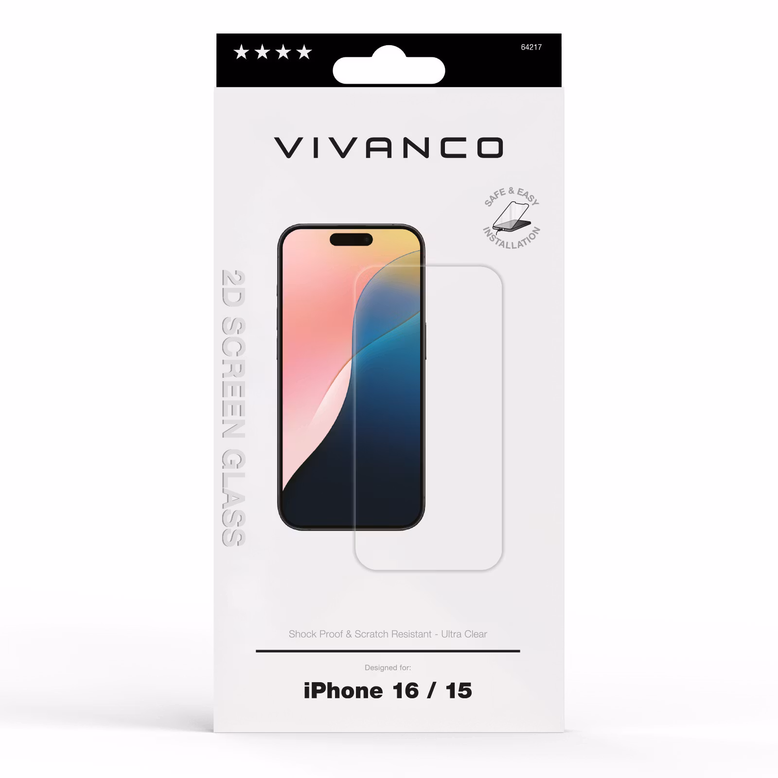 Vivanco Härdat Skyddsglas 9H iPhone 16/15
