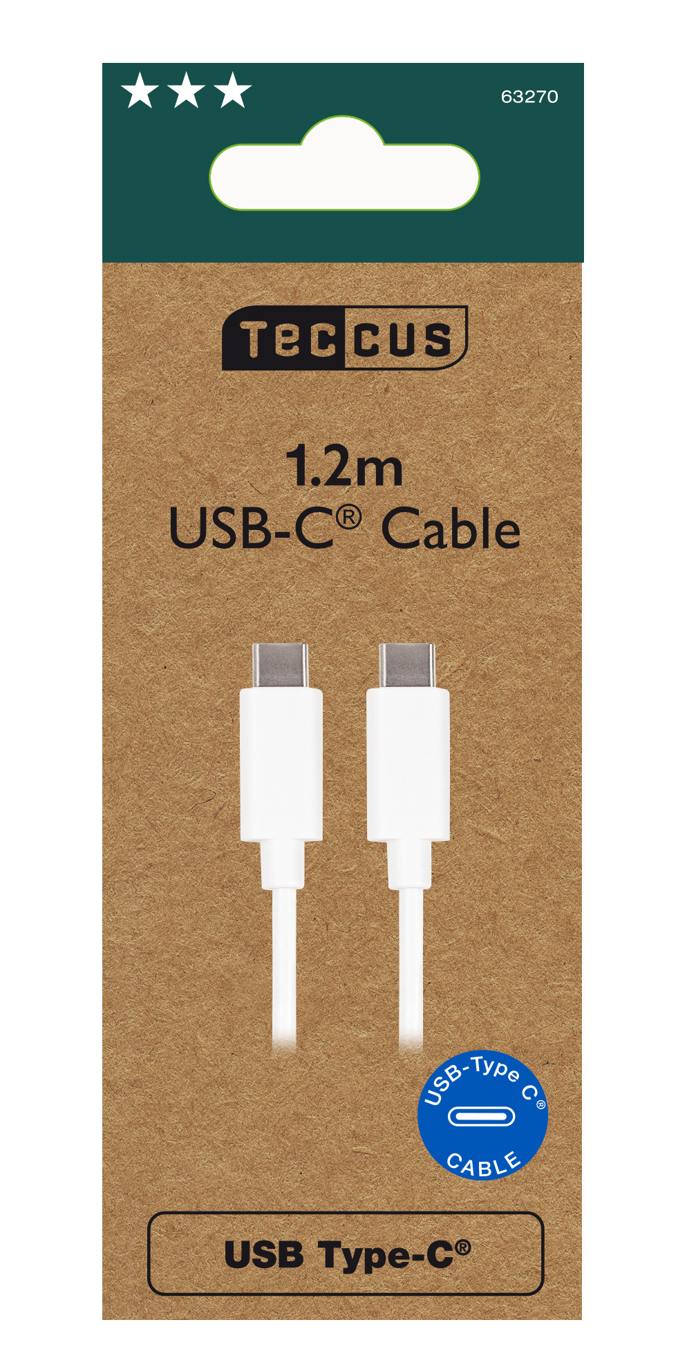 Vivanco USB-C/USB-C 2.0 kabel 1.2m Vit