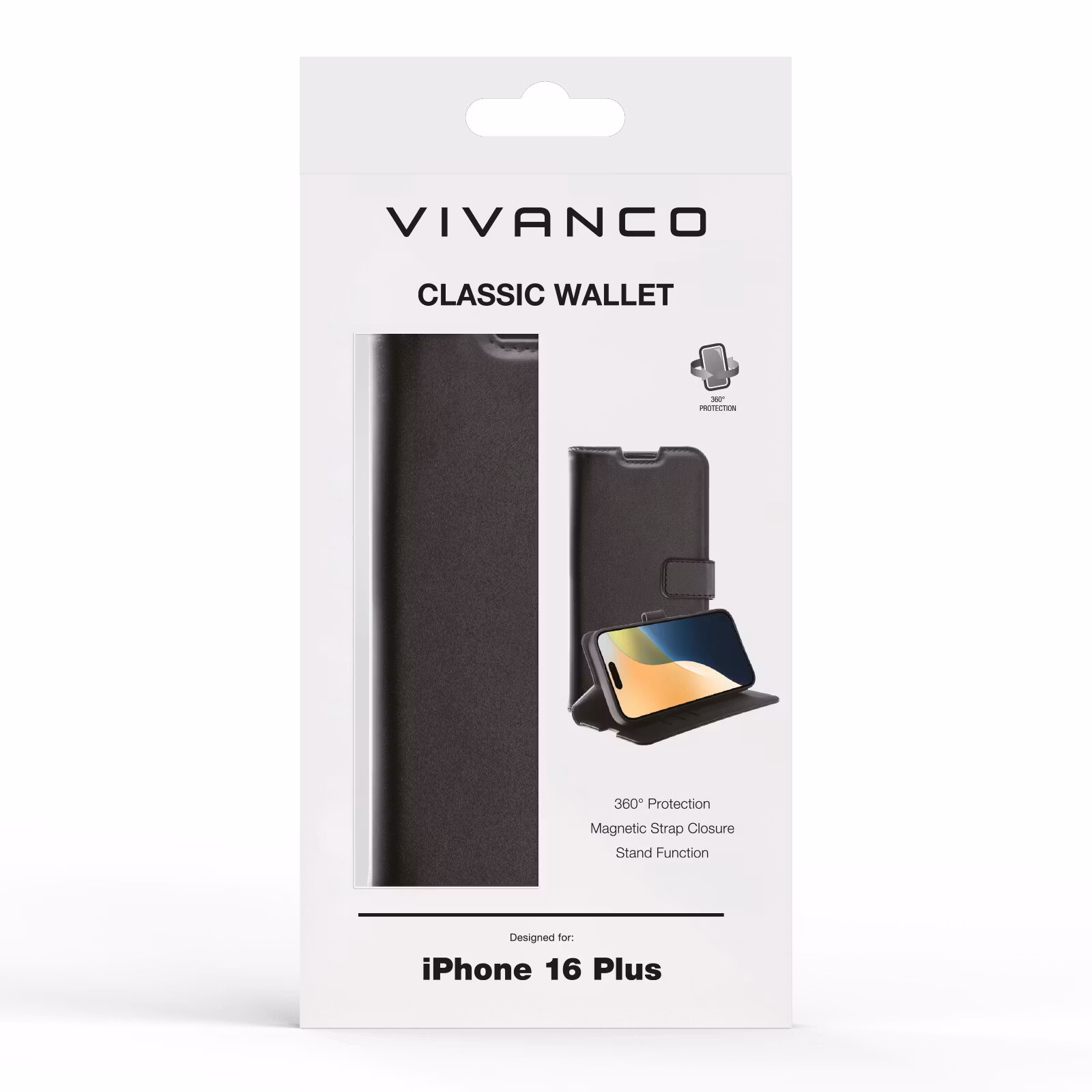 Vivanco Classic Plånboksfodral iPhone 16 Plus Svart