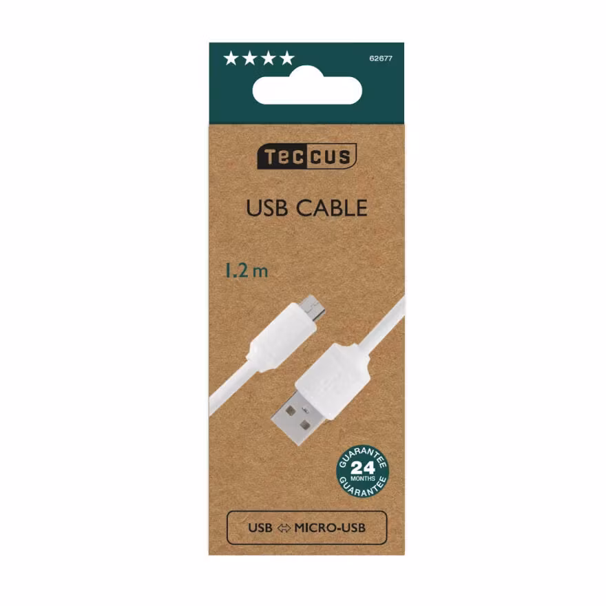 Vivanco Micro-USB Ladd-/Synk. kabel 1.2m Vit