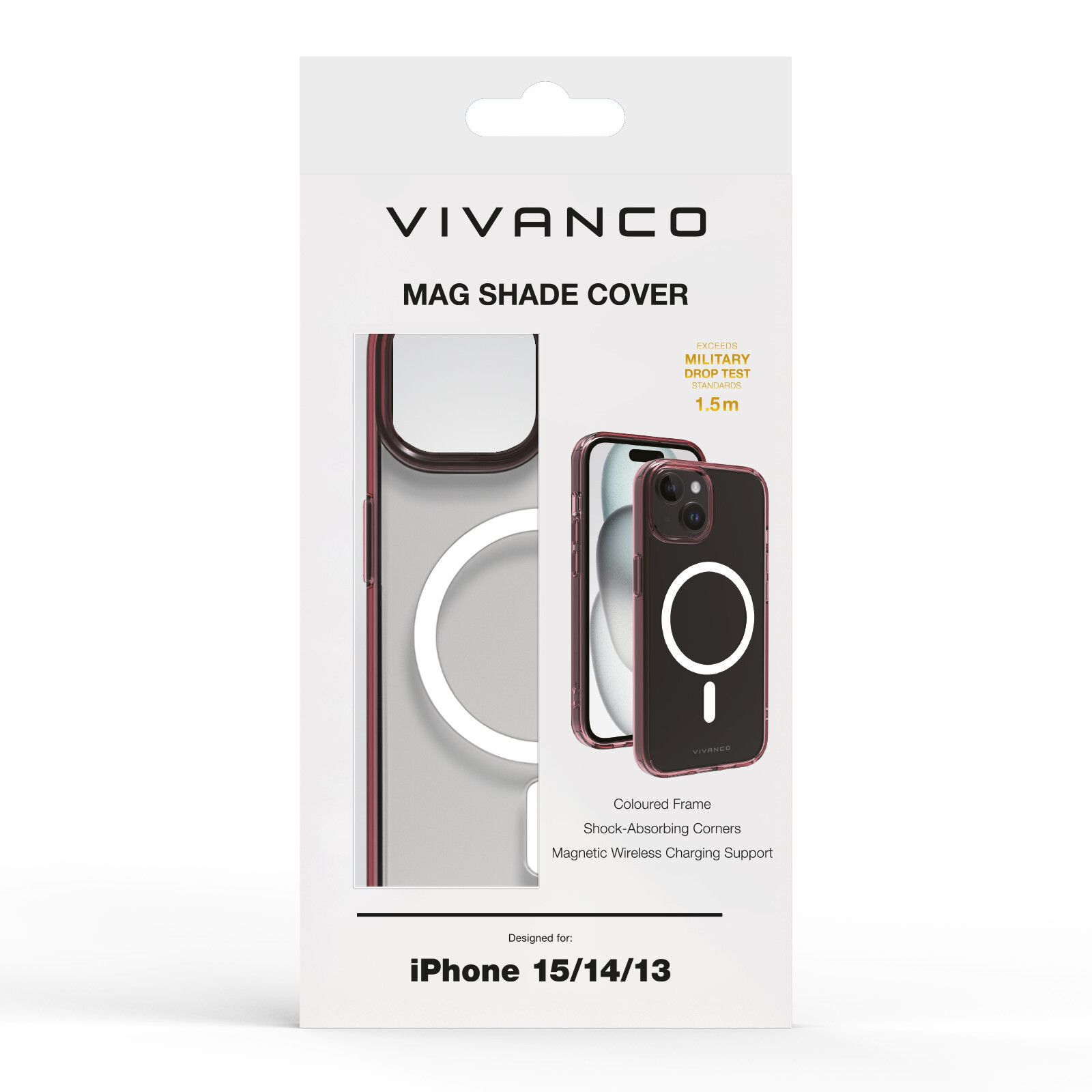 Vivanco Mag Shade skal iPhone 15/14/13 Transparent/Lila