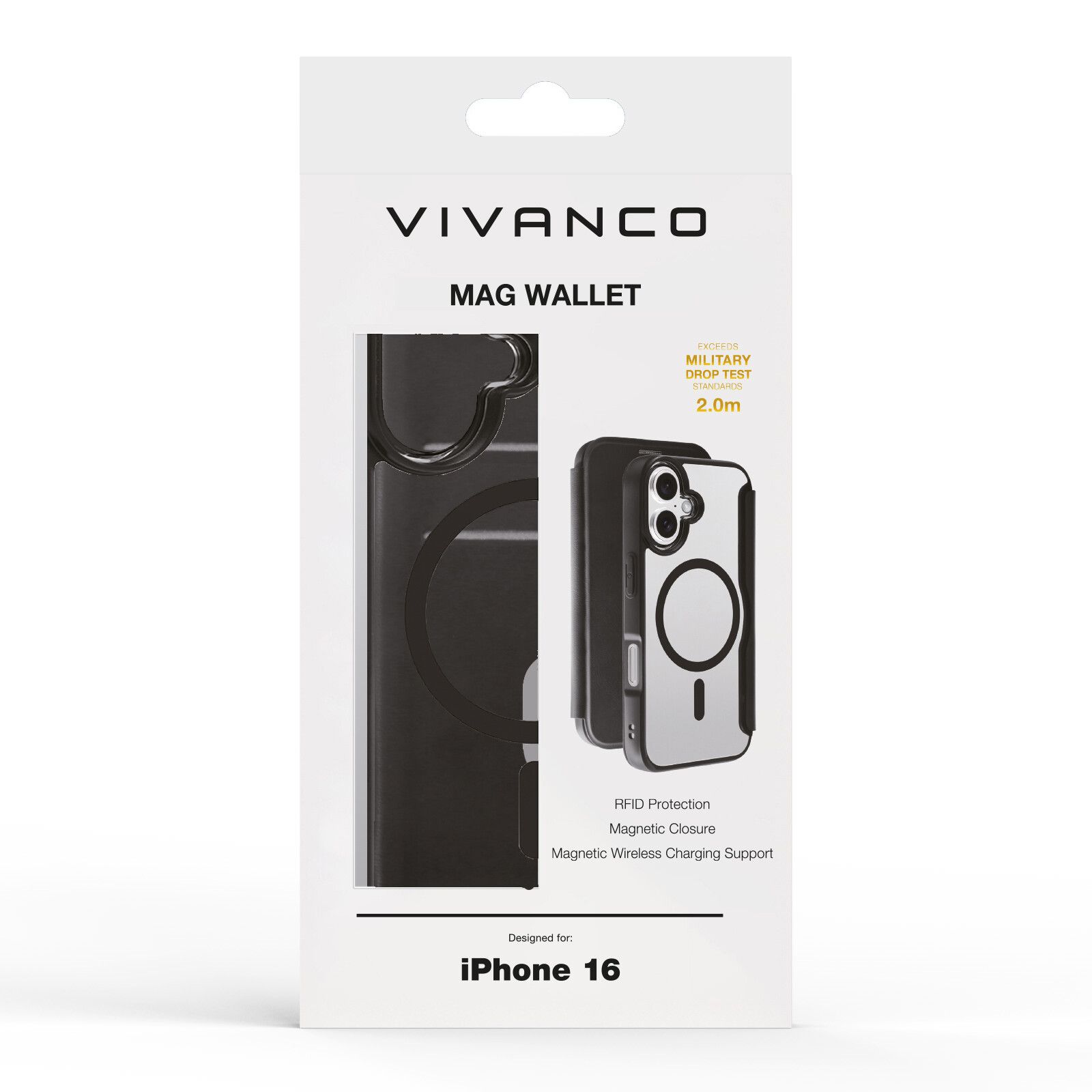Vivanco Mag Wallet Plånboksfodral iPhone 16 Svart