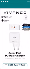 Vivanco Supersnabb 45W Dubbel Hemladdare Vit