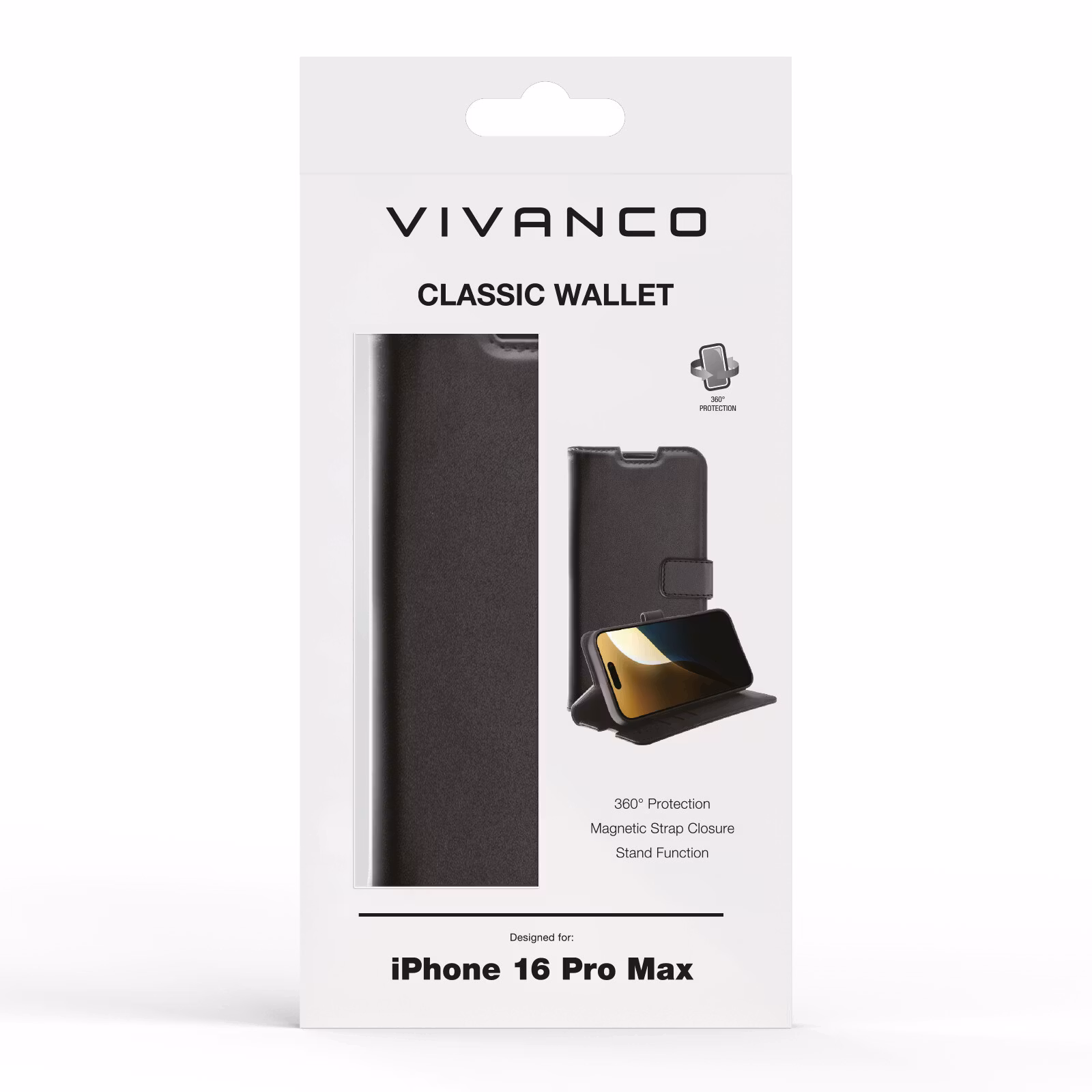 Vivanco Classic Plånboksfodral iPhone 16 Pro Max Svart