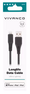 Vivanco Longlife Lightning kabel MFI 0.5m Svart